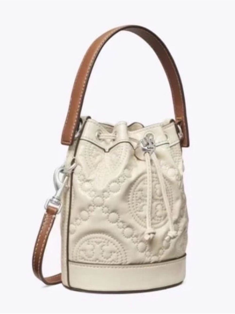 NWT Tory Burch T Monogram Puffy Patent Mini Bucket Bag